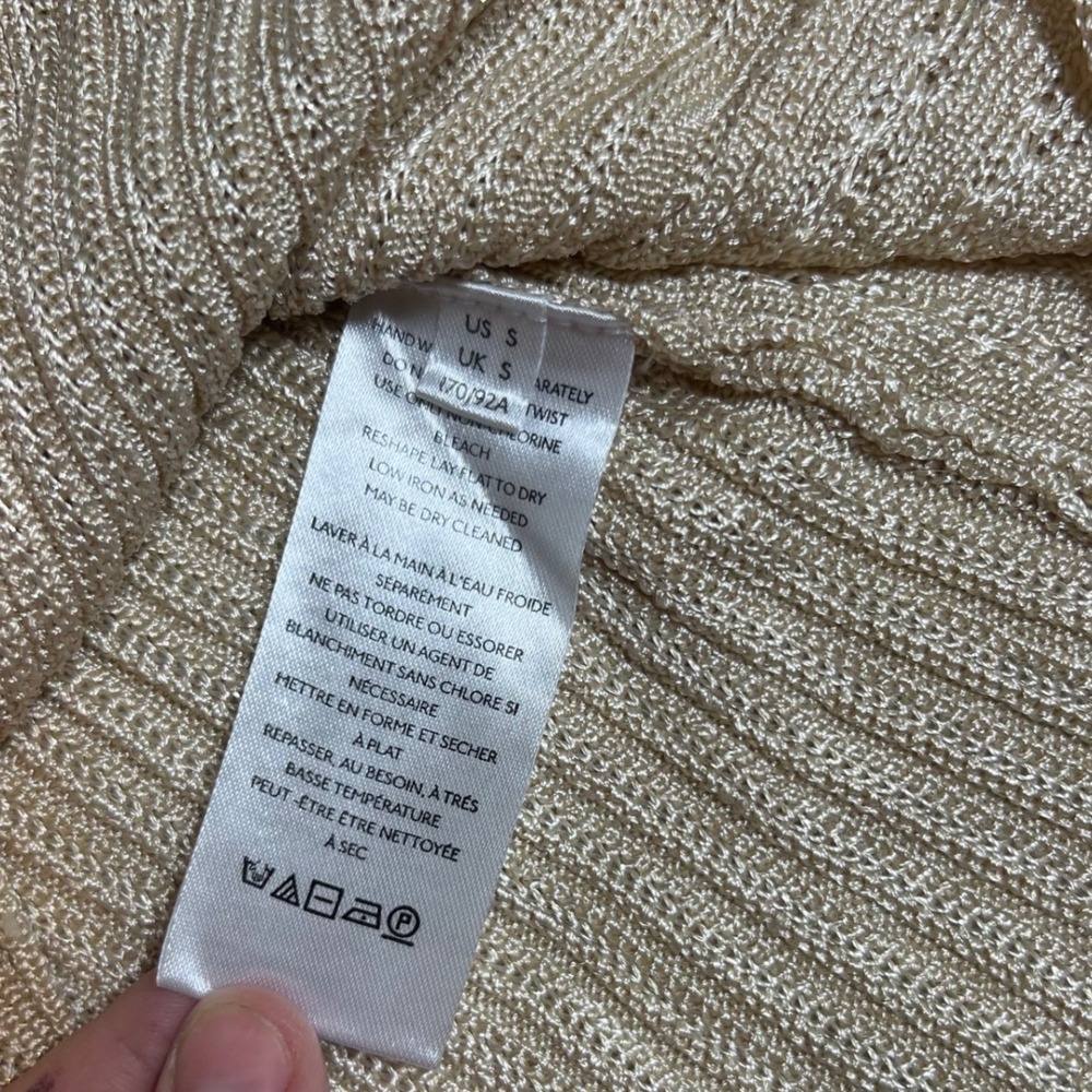 Free People Champagne Gold Metallic Ribbed Knit Button Front Vest Small‎ - Picture 3 of 6